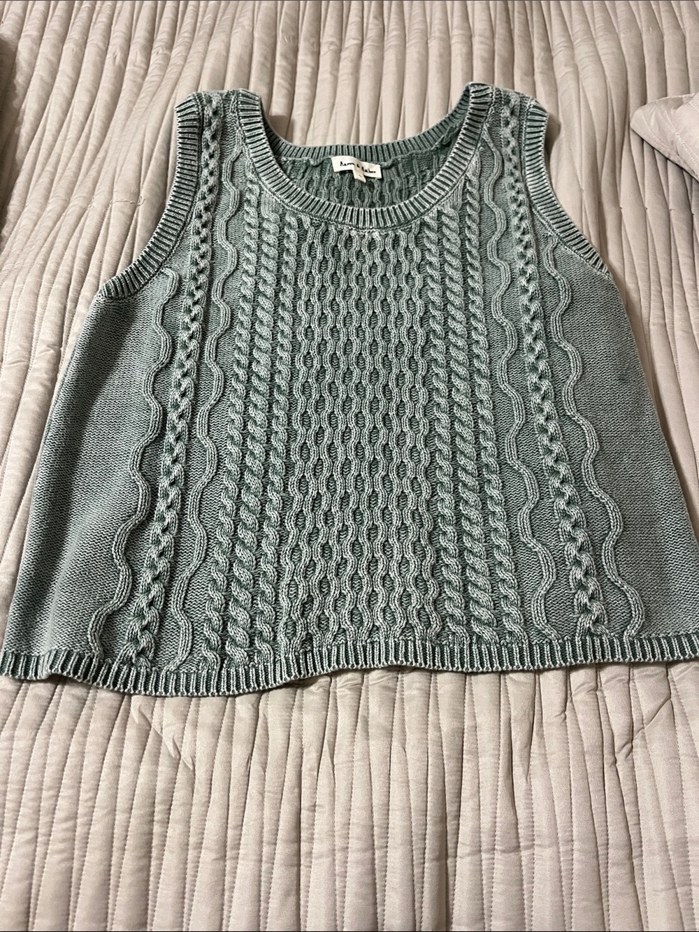 Cable Knit Sleeveless Tank Top - Sage Green Never Worn